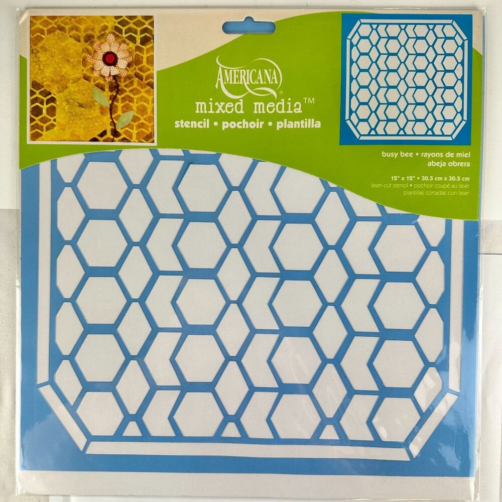 Americana Busy Bee Mixed Media Laser-Cut Stencil 12"x12"